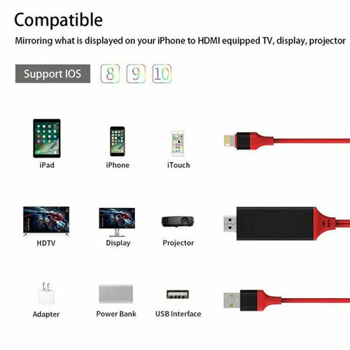1080P 8 Pin Blitz zu HDMI Kabel HD TV AV Adapter Kabel für iPhone IPad ITouch 2M - Bild 2 von 9