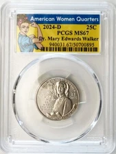 2024 D BU American Women Quarter Dr. Mary Edwards Walker PCGS MS 67 Rosie Label