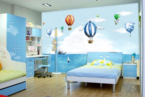 Air Balloon Blue Ocean 3D Kids Nursery Full Wall Mural Print Wallpaper Home Deca - Picture 9 of 9