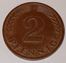 Coin 2 Pfennig 1965 F, Non Magnetic, See Photos for Condition