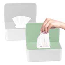 2Pcs Diaper Wipes Dispenser, Refillable Wipe Container, Wipe Container with S...