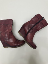 Mjus Stiefelette Damen Ankle Boots Booties Gr. EU 38 Leder Keil Plato Schuhe Rot