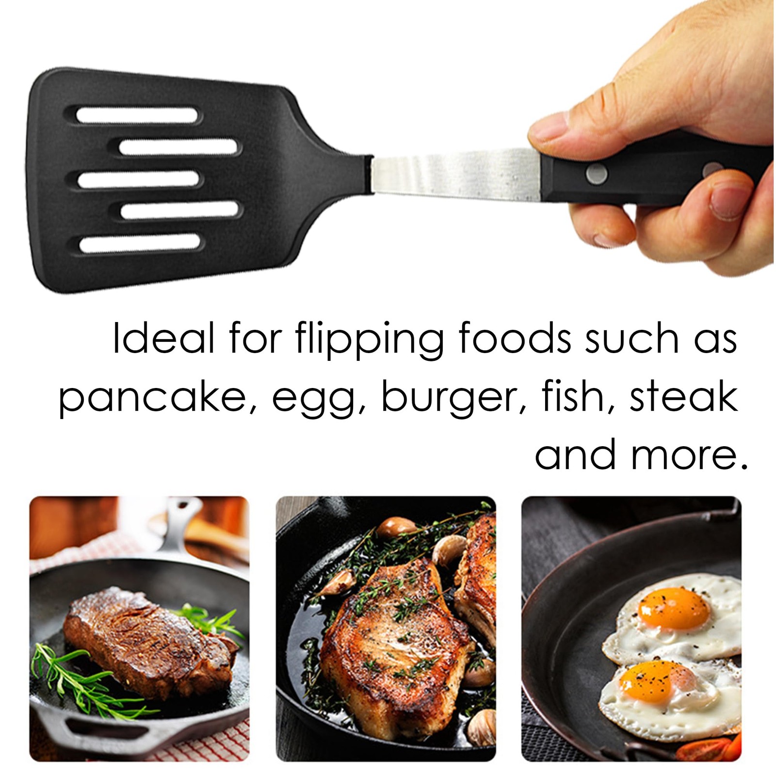 Slotted Turner Spatula, Nylon Head, Stainless Steel, POM Handle, Non-Stick