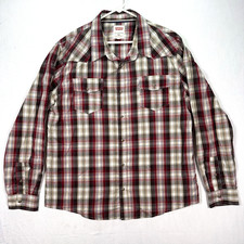 Levis Pearl Snap Shirt Mens 2XL Red Plaid Long Sleeve Cowboy Rodeo Country