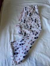 Fleece Pajama Pants Drawstring Waist Wine Bot...