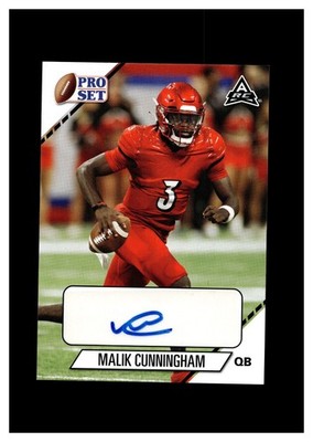 2021 Leaf Pro Set College Autograph White #PS-MC1 Malik Cunningham RC Louisville