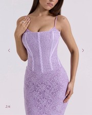 House of CB Antonina Orchid Lace Corset Maxi Dress, Stretch Lace, Sz: M, $249