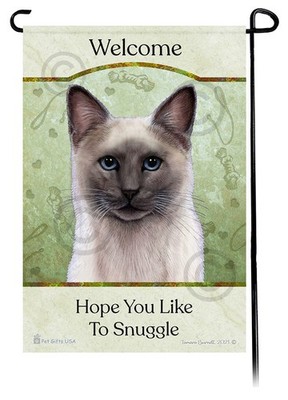 Hope You Like to Snuggle Garden Flag - Blue Point Siamese Cat