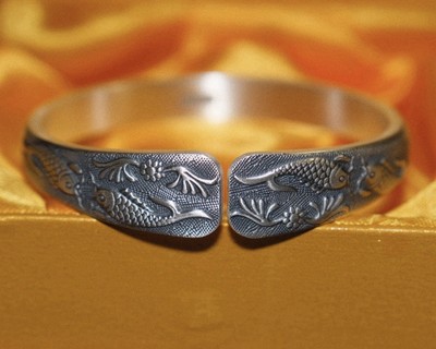 Echt 999 Silber Koi Fisch Silber Armband 47 Gramm Feinsilber