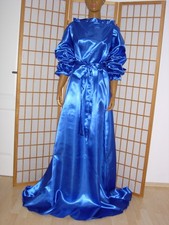 GORGEOUS GLOSS SATIN NIGHTGOWN BLUE HANDMADE SHINING HIGH QUALITY