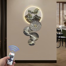 Wall Art Decor Home Hanging Decoration with Clock & LED Light Remote Control
