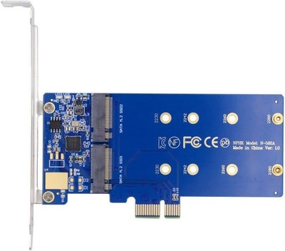 M.2 SSD zu PCIe X1 Adapter 2x SATA PCIe 3.0/4.0 JMB582 Erweiterungskarte 12cm