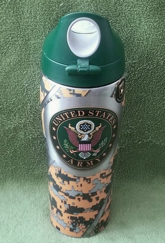 US Army Crest Tervis 24 oz ARMY Tumbler Flip Top Lid Green Stainless Steel USA