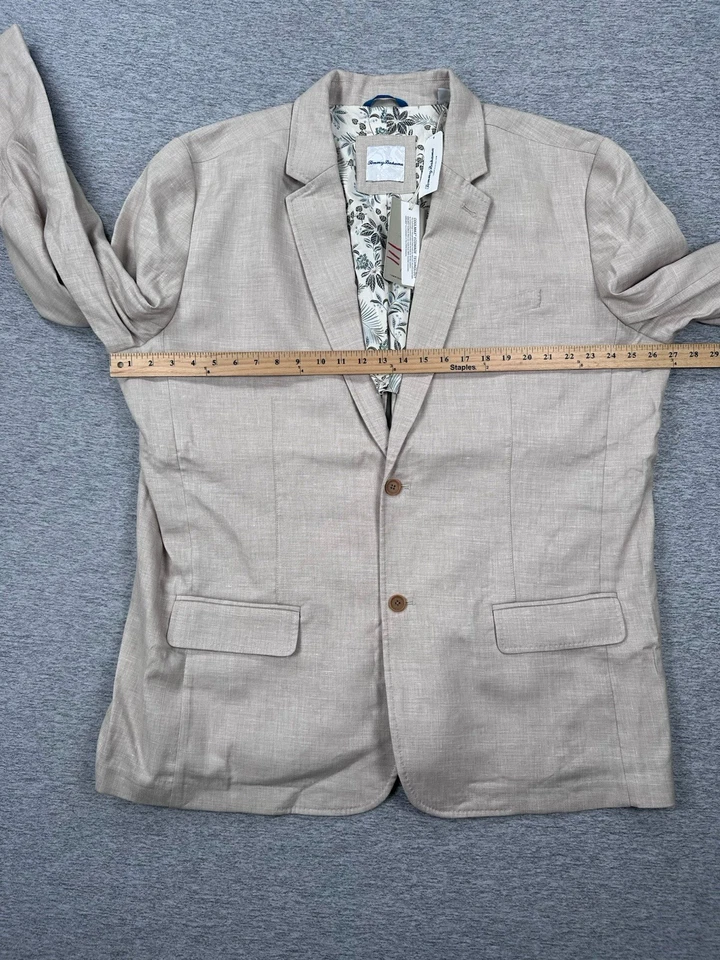 Blazer masculino Tommy Bahama Latigo linho praia 3XL bege Coolmax stretch NOVO - Imagem 3 de 4