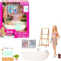 Spielset Mit Barbie-Puppe Mit HüNdchen Und Badewanne, Kinderspielzeug, Blond,
