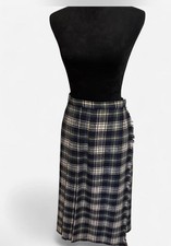 Vintage Wool Blend green and yellow plaid pleated skirt W/union tag.