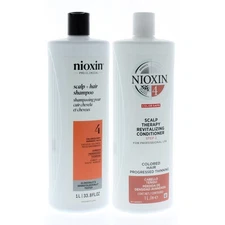 Nioxin System 4 Cleanser + Scalp Therapy 33.8Oz/1Liter DUO (New Packaging)