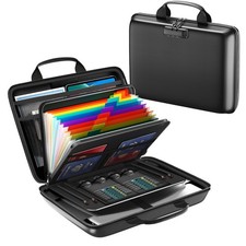 HIBWN Fireproof Document Box, Hard Case 16" x 3" x 12.5", Black