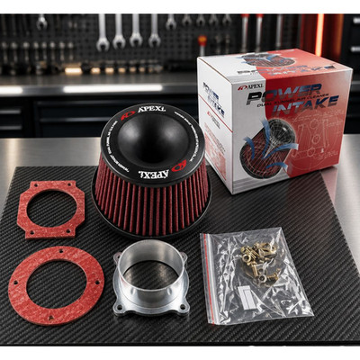 APEXi Style Power Intake Dual Funnel Air Filter + Flange 76mm 3'' Inlet Universal