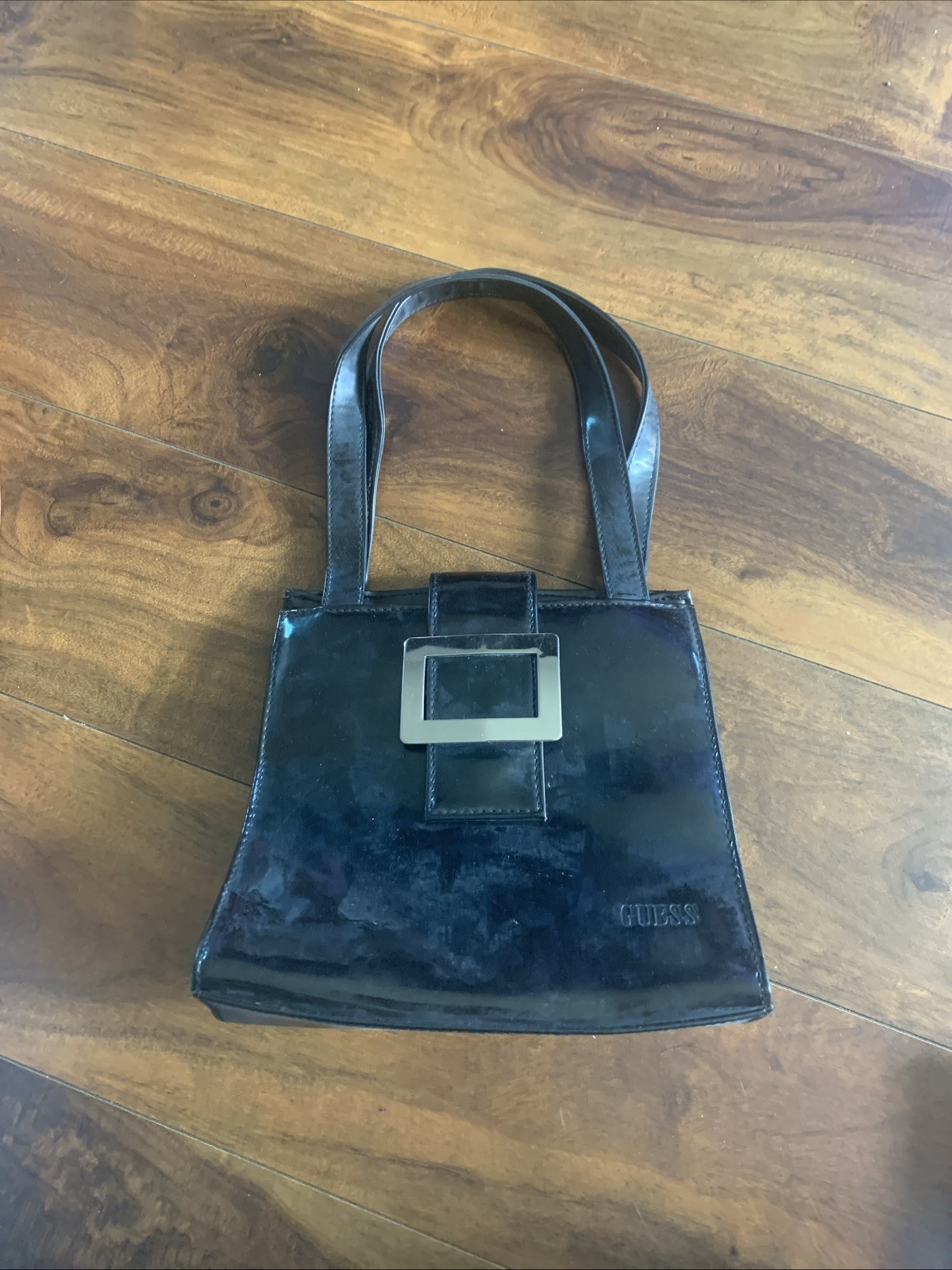 Vintage 90s Y2K Guess Shoulder Purse Bag / Black / Silver
