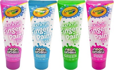 Bathtub Neon Finger Paint Soap, 4-Pack (Blue, Purple, Pink, Green) Crayola Washa