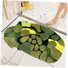 Grass Green Moss Bath Mat for Bathroom Cute 3D Moss Kitchen Rug Non Slip Moss a