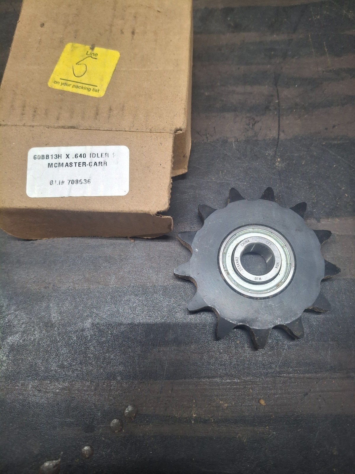 McMaster-Carr 60BB13H x .640 Ball Bearing Idler Sprocket #60 Chain 13 Tooth New