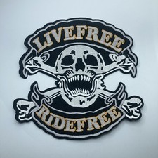 Large Live Free Ride Free Skull Iron On Sew On Back Patch Biker Motorcycle Logo