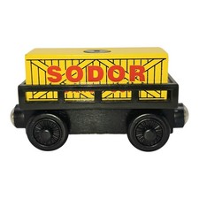 Thomas Wooden Railway Black Cargo Car with Cargo 2003 Train VTG