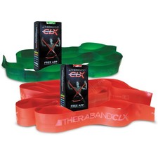 THERABAND CLX Resistance Band with 5 Foot 2 Pack , Red/Green - Medium/Heavy