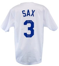 Steve Sax (DODGERS) Signed White Custom Baseball Jersey w/ROY - (SCHWARTZ COA)