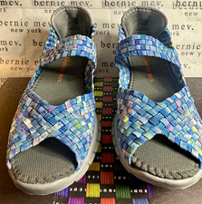 Bernie Mev Woven Strappy Slip-On Open Toe Sandals Blue Multicolor Women US 7.5