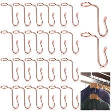 50 Pieces Hanger Connector Hooks Metal Hanger Extender Hooks Stable Clothes H...
