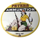 Vintage Peters Ammunition Sign - Firearm Rifles Shotguns Gas Pump Porcelain Sign