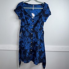 Free People A Thing Called Love Mini Dress Women's Size 4 Navy Combo NWT