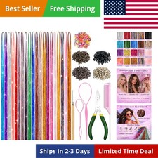 Hair Tinsel Kit with Tools 20 Colors 9000 Strands Fairy Hair Tinsel Heat Resi...