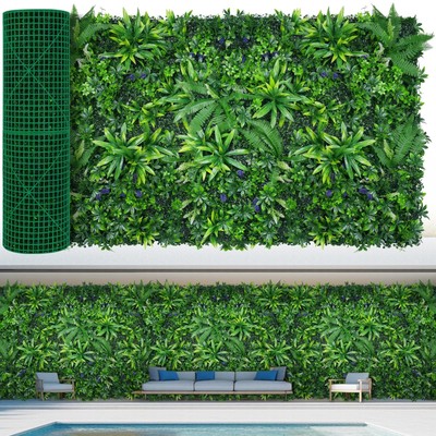 Artificial Grass Wall Panels, 40''x120''(33.33 SQFT) Hedge Boxwood Roll Backdro...