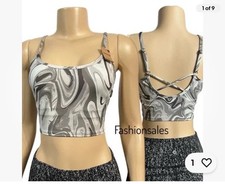 Victoria Secret PINK Active Sports Bra Ultimate Lightly Lined Gray Marble Small