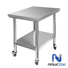 30x36x34 Inch Stainless Steel Work Table 3-Stage Adjustable Shelf with 4 Wheels