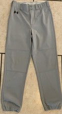 L K- Boys Gray Under Armour Baseball Pants Sz Youth Medium EUC