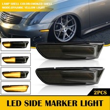 For 03-07 Infiniti G35 Coupe Amber LED Front Bumper Side Marker Light Smoke Pair