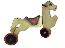 Antique 1920s Gould Ride on Horse Tricycle Toy Primtive Wood Childs Horse Toy