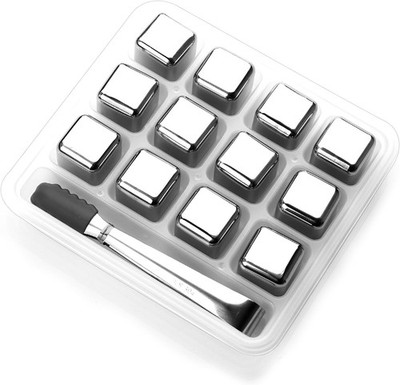 12Pack Reusable Stainless Steel Ice Cubes for Drinks - Metal Whiskey Stones,