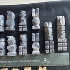 Hand Carved Mexican Marble Onyx Aztec Beige & Black/gray Chess Set Pieces — photo 6