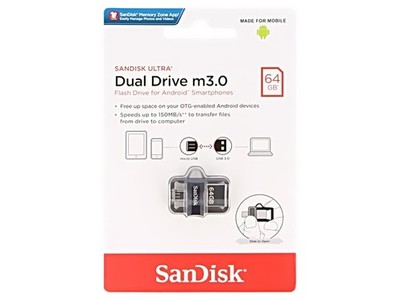 SDDD3-064G-G46 Pendrive OTG,USB 3.0 64GB R: 150MB/s Ultra Dual OTG SANDISK