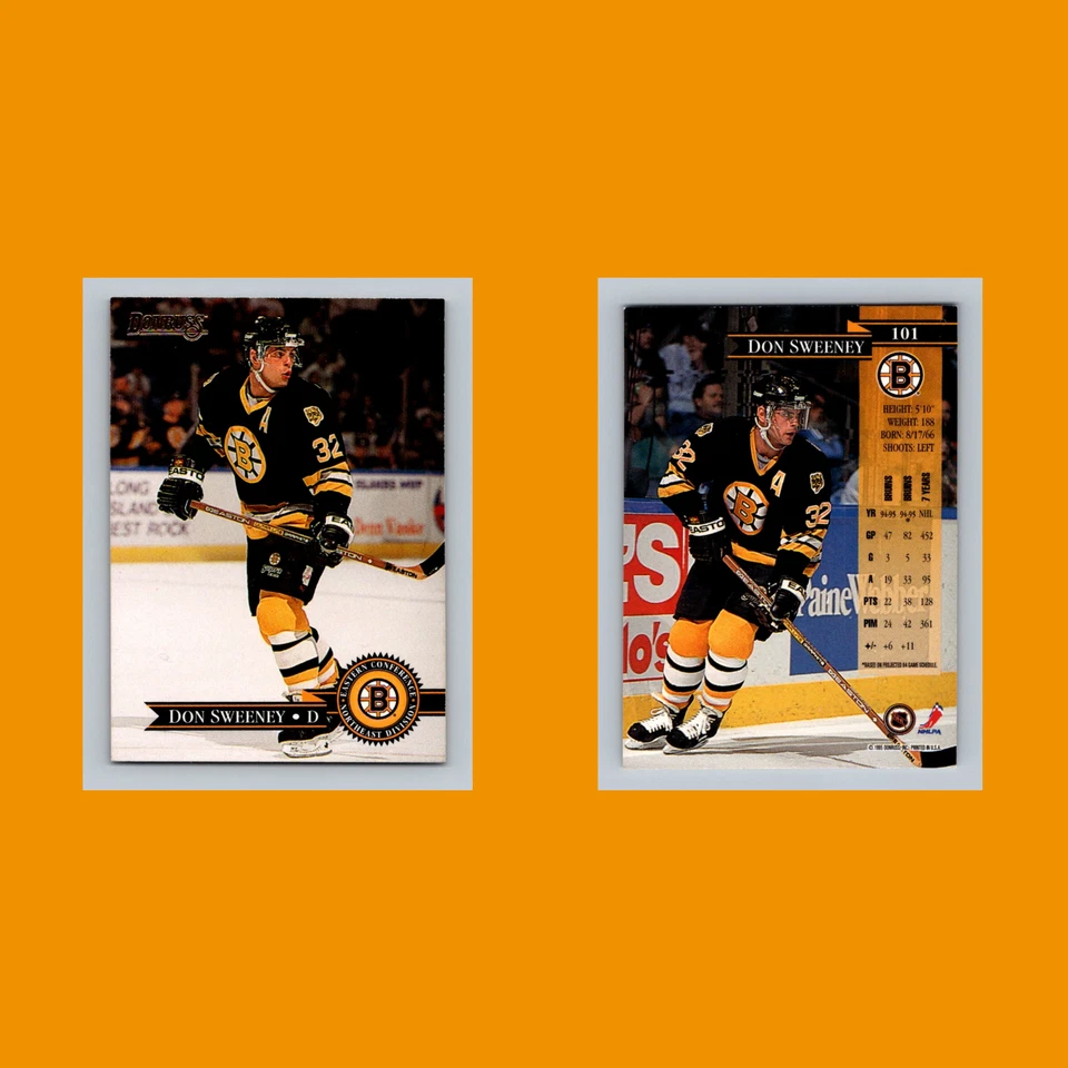 Don Sweeney #101 1995 Donruss Boston Bruins Hockey Card NHL NM - Image 3 of 3