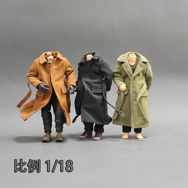 1/18 Soldier Long Jacket Trench Coat Coat Model Fits 3.75