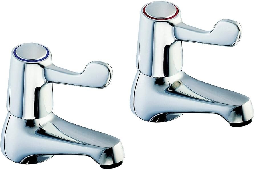 Twyford SF2401CP Sola 1/2 Lever Taps Hot & Cold Pair Chrome NEW