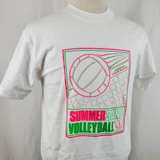 Vintage Summer Sand Volleyball '90 T-Shirt Large Single Stitch Deadstock 90s
