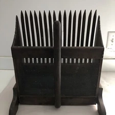 Antique Primitive Wood & Metal Cranberry Scoop Berry Picker, hand carved prongs